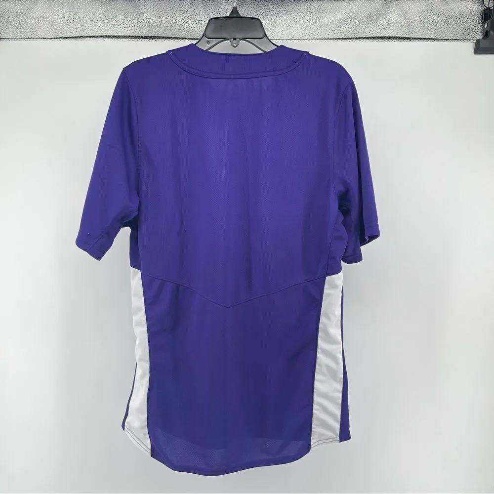 Adidas Men’s Purple Diamond King Elite Two-Button Baseball Jersey Medium